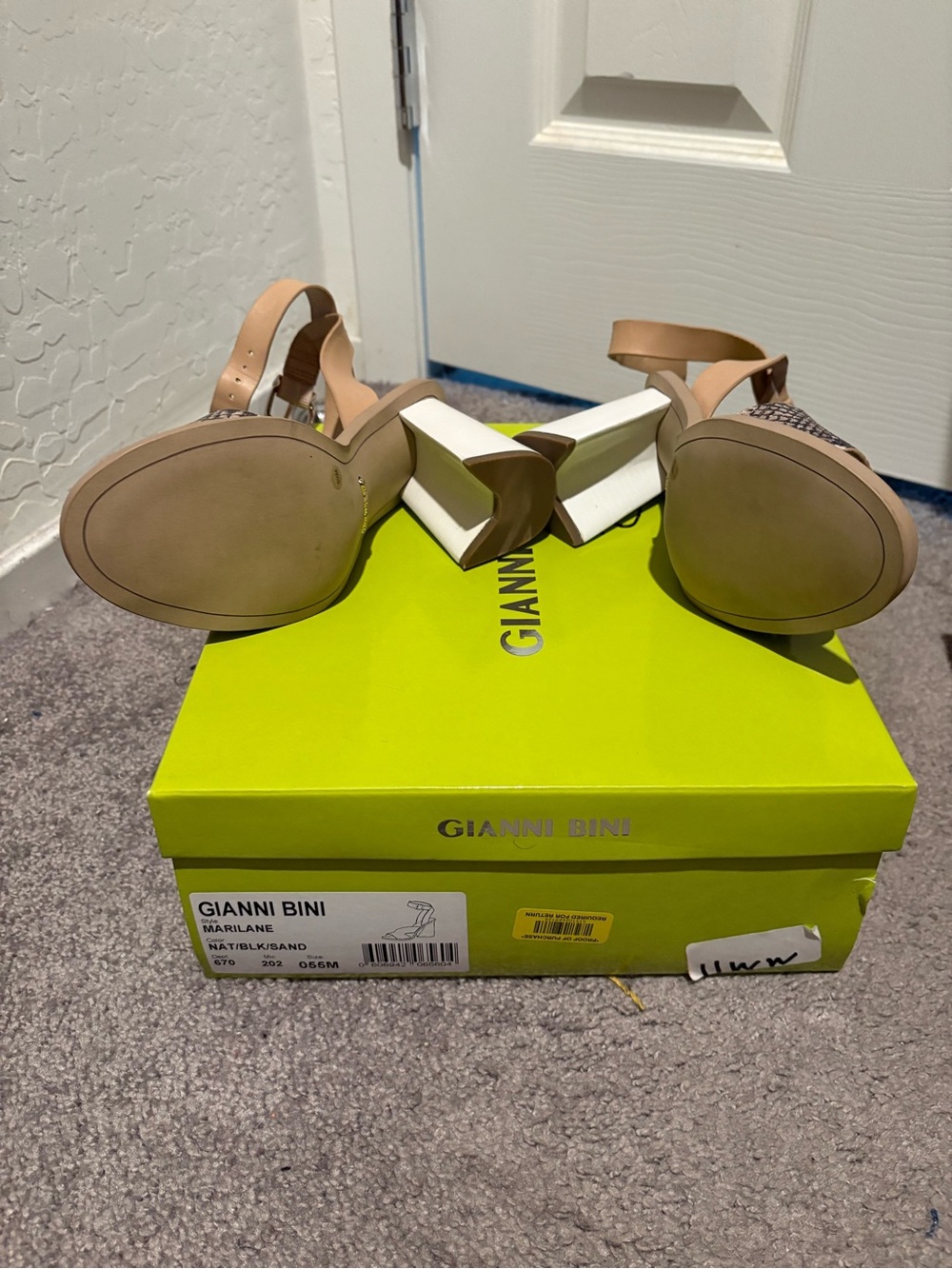 Gianni Bini Nude Tan Strappy Block Heel Sandals